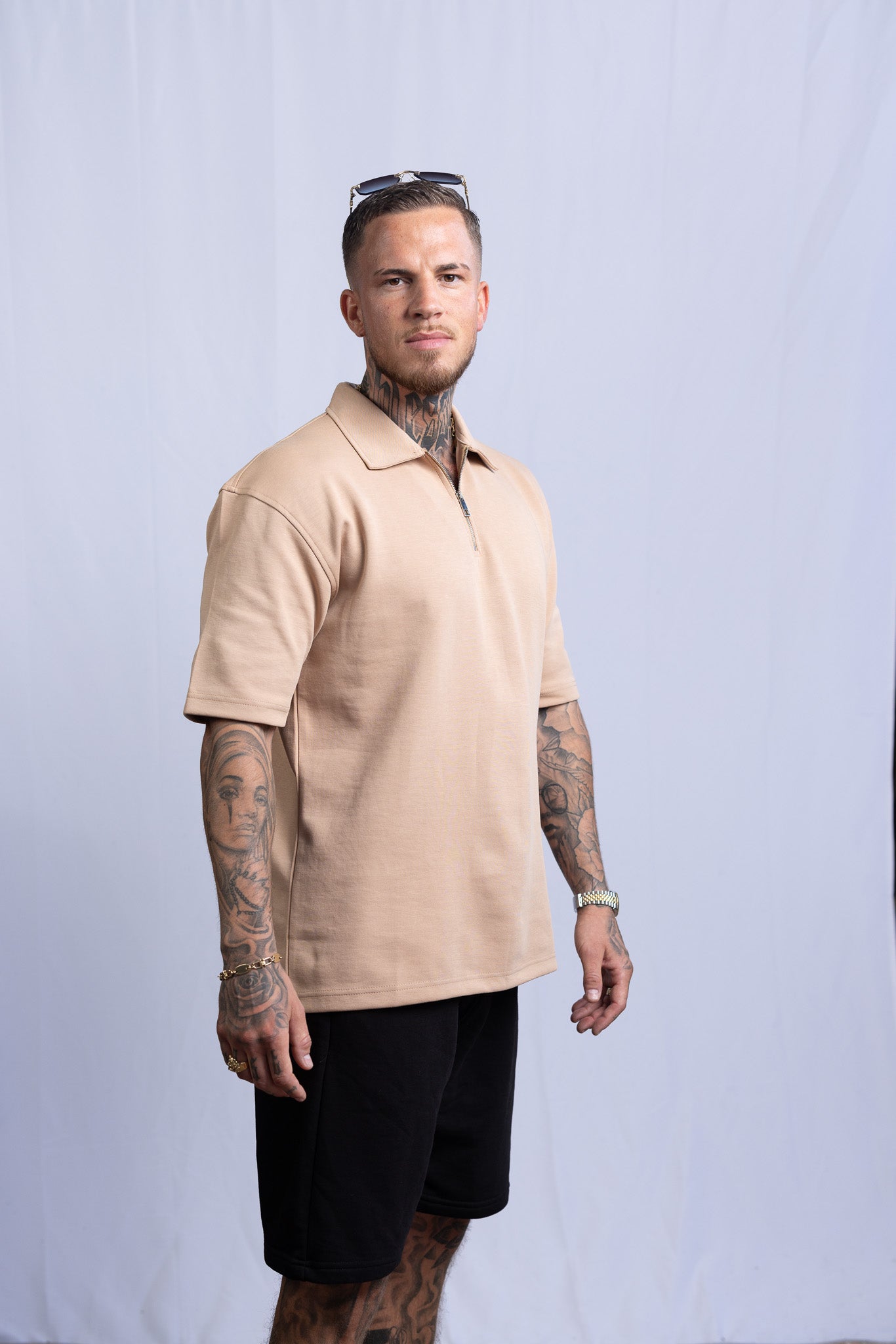 GS Unisex Polo-Shirt - Beige - Green Stitches