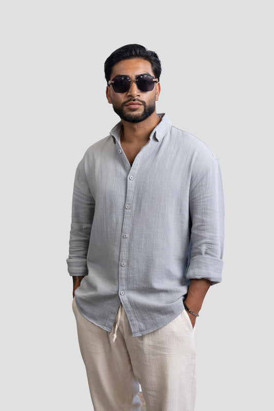 GS Baumwollhemd Lang - Grau - Green Stitches