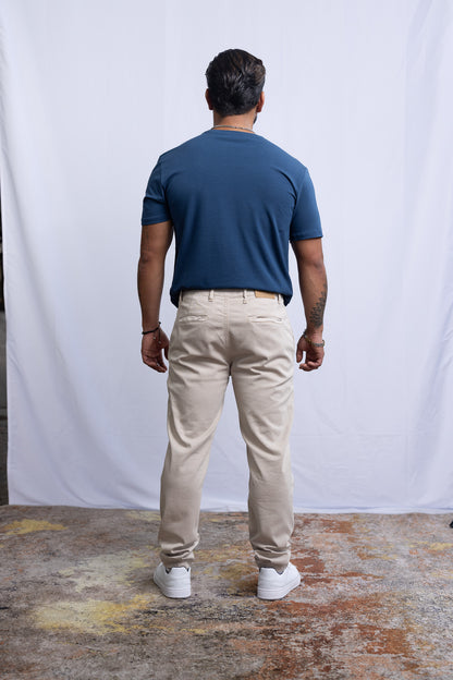 Chino-Hose Beige - Green Stitches