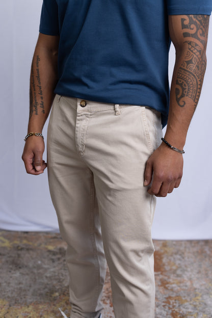 Chino-Hose Beige - Green Stitches