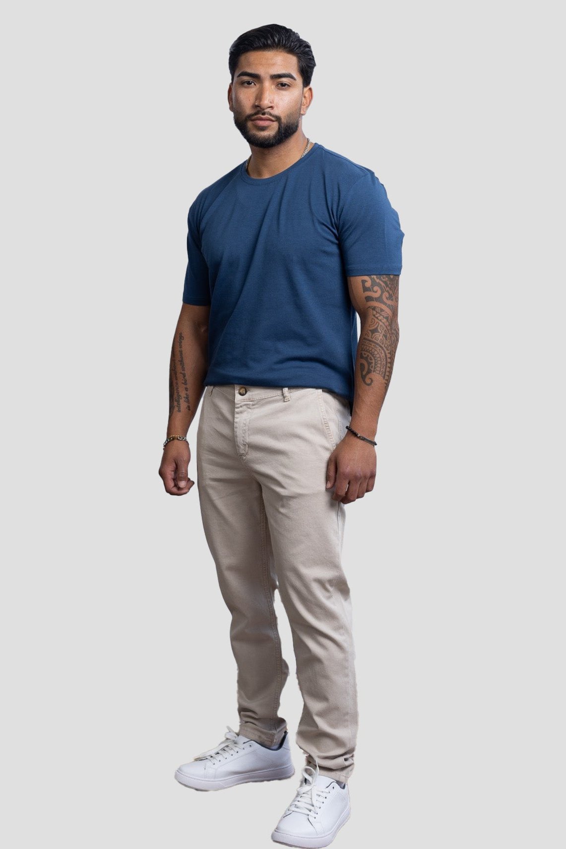 Chino-Hose Beige - Green Stitches