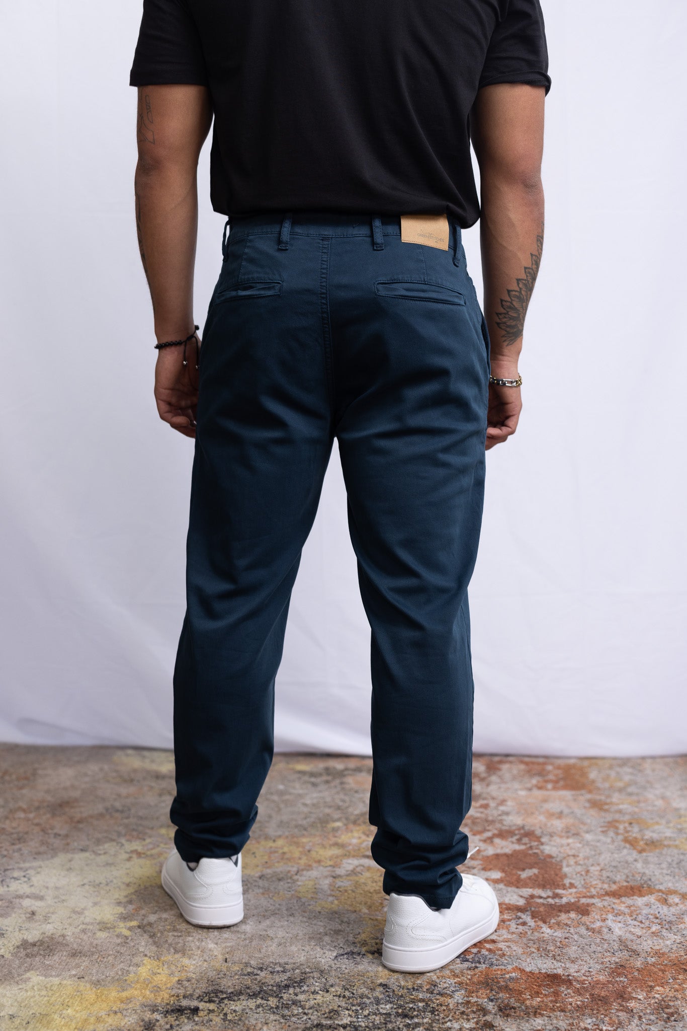 Chino-Hose Dunkel Blau - Green Stitches