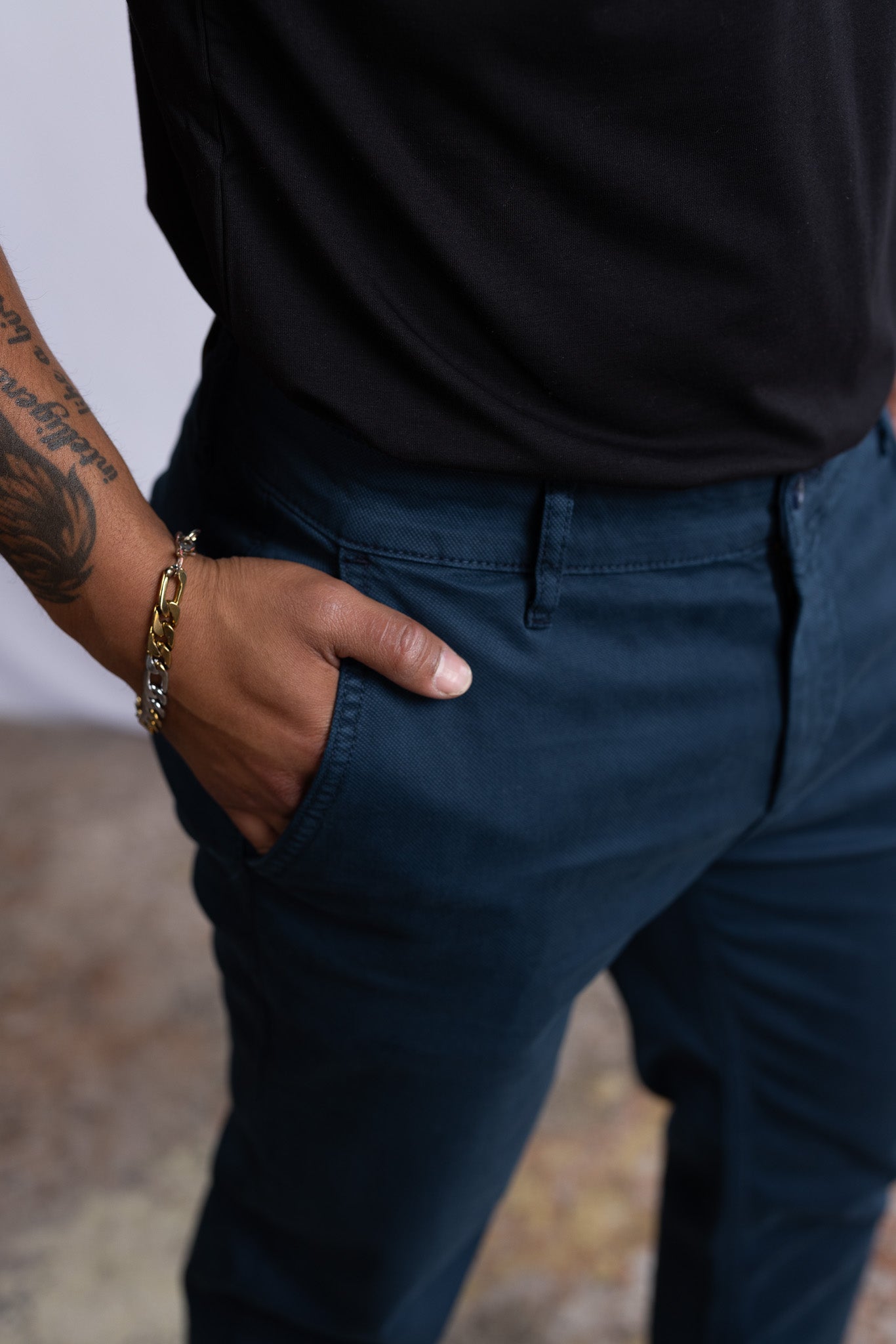 Chino-Hose Dunkel Blau - Green Stitches