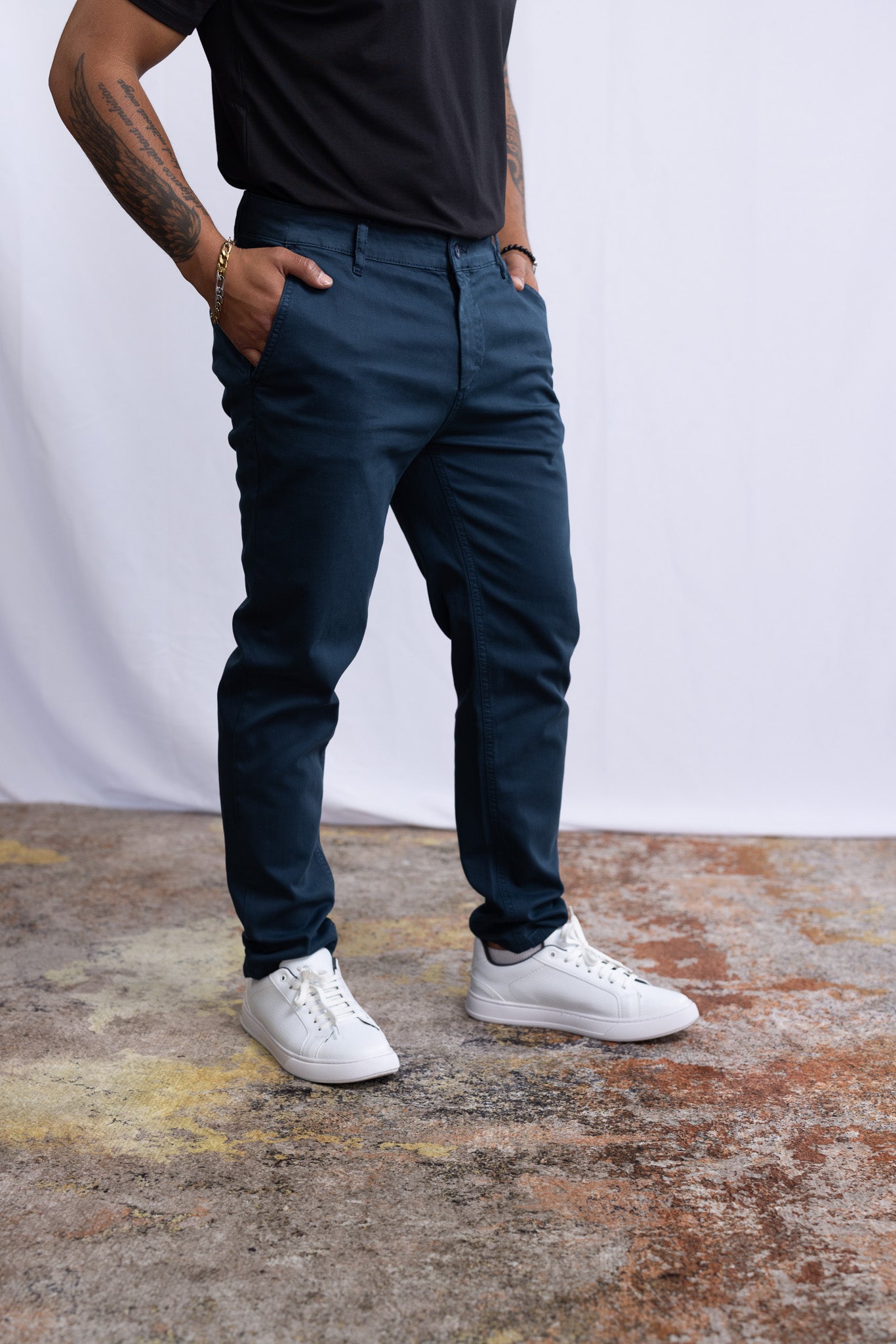 Chino-Hose Dunkel Blau - Green Stitches