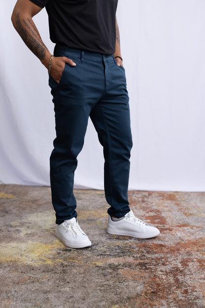 Chino-Hose Dunkel Blau - Green Stitches