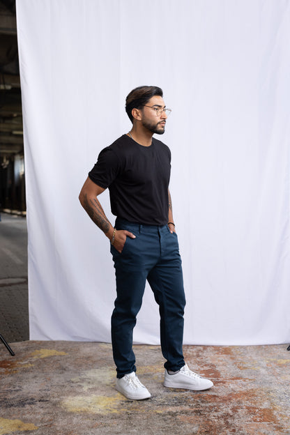 Chino-Hose Dunkel Blau - Green Stitches