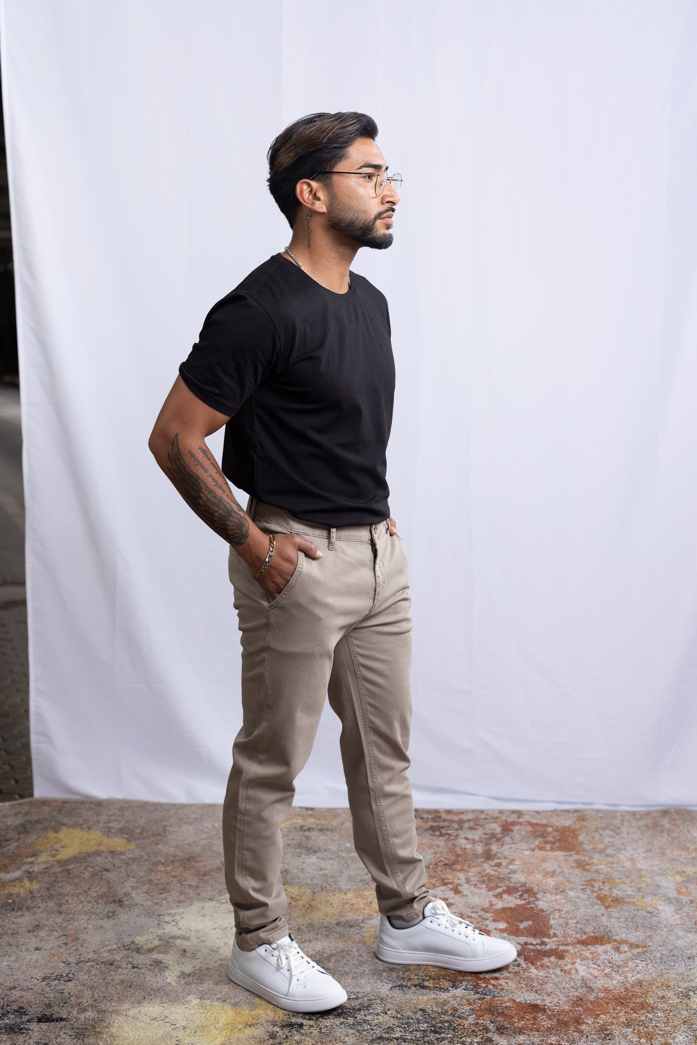 GS Chino–Hose Capuccino - Green Stitches