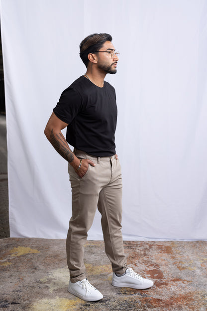 GS Chino–Hose Capuccino - Green Stitches