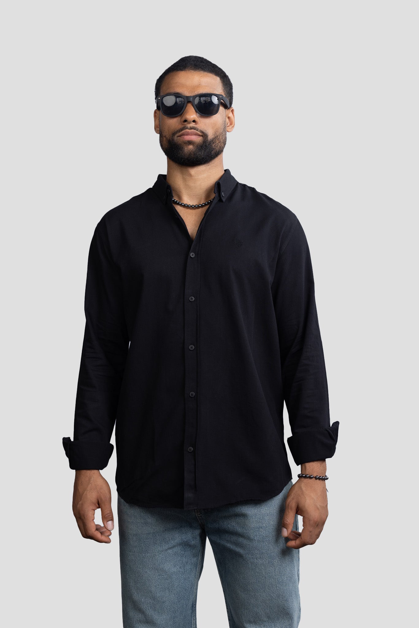 GS Hemd Slim Fit - Schwarz - Green Stitches