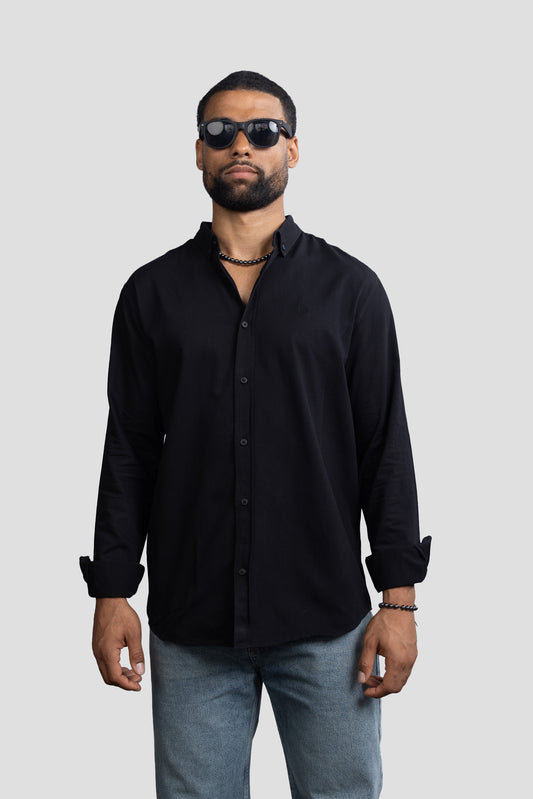 GS Hemd Slim Fit - Schwarz - Green Stitches