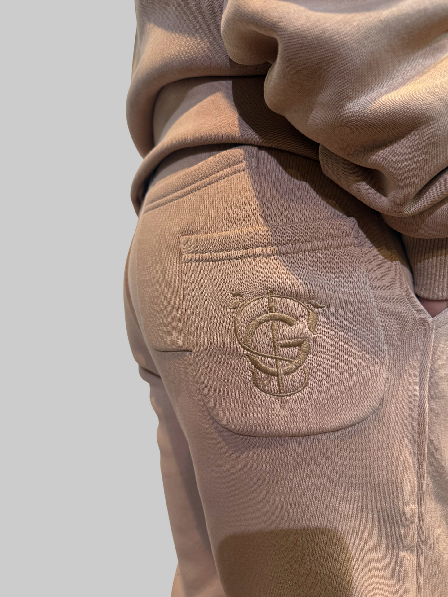 GS Baggy Jogginghose Beige - Green Stitches