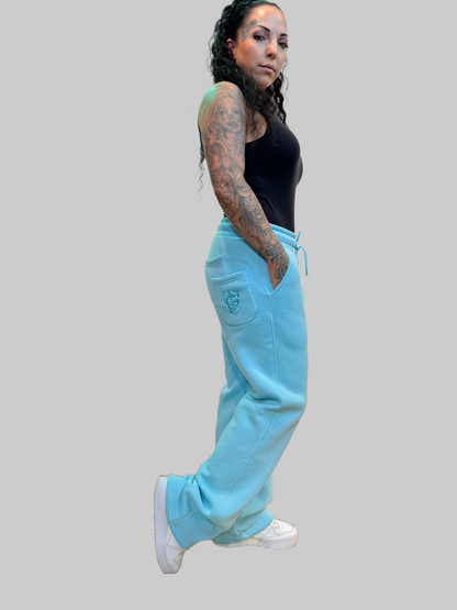 GS Baggy Jogginghose Ice Blue - Green Stitches