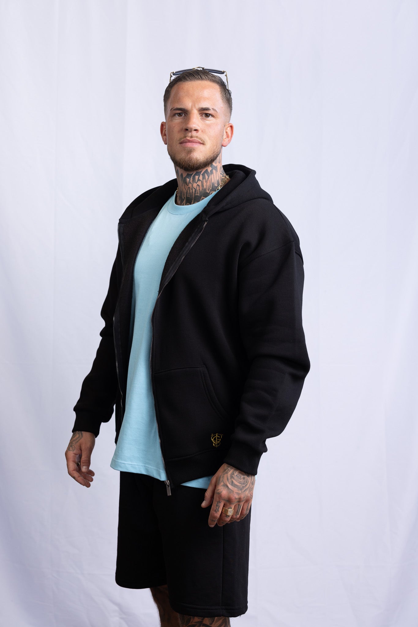 GS Oversize Zipper - Schwarz - Green Stitches