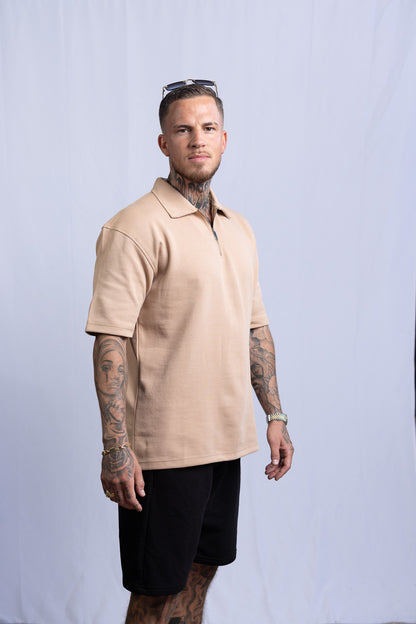 GS Unisex Polo-Shirt - Beige - Green Stitches