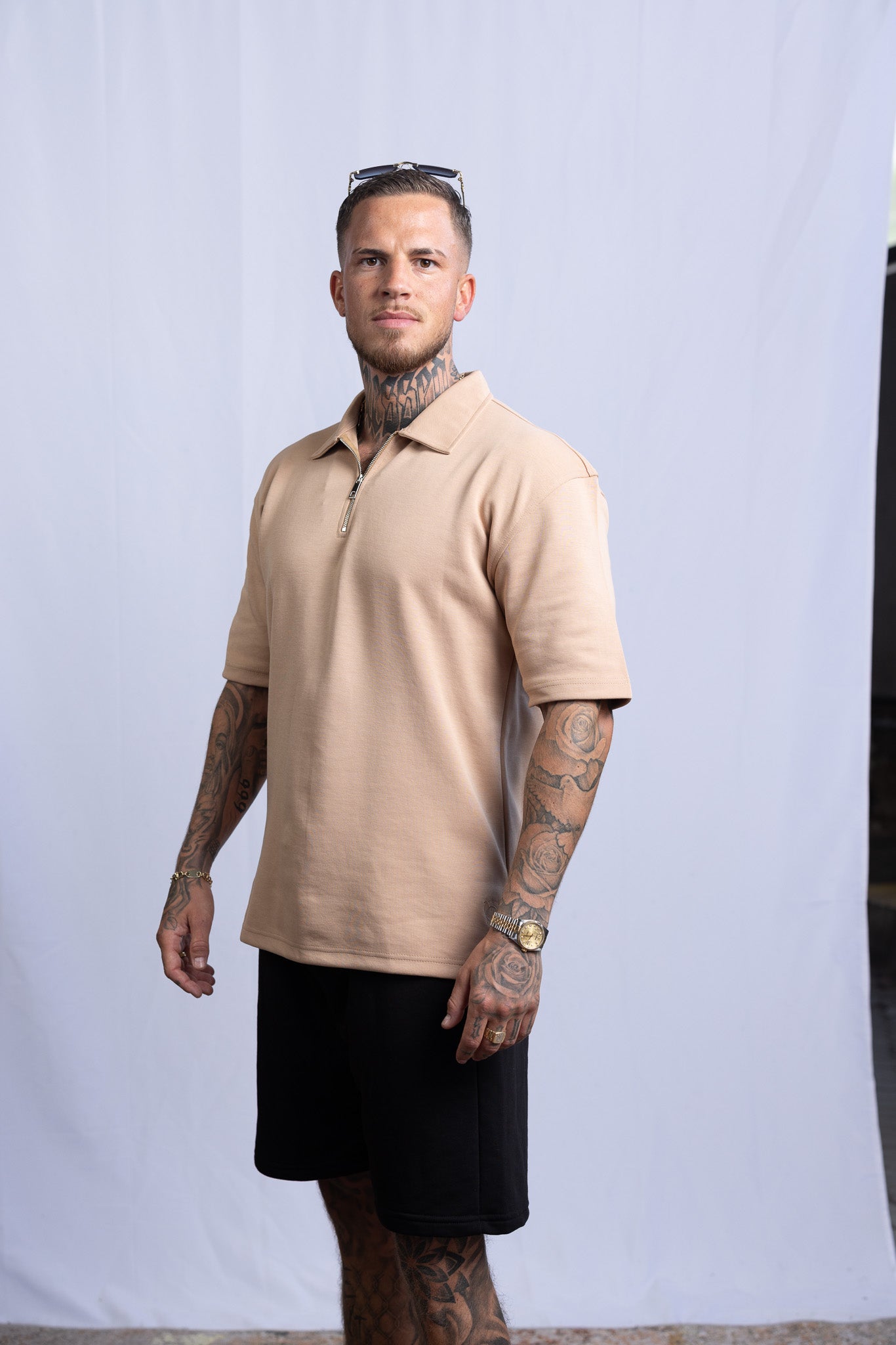 GS Unisex Polo-Shirt - Beige - Green Stitches