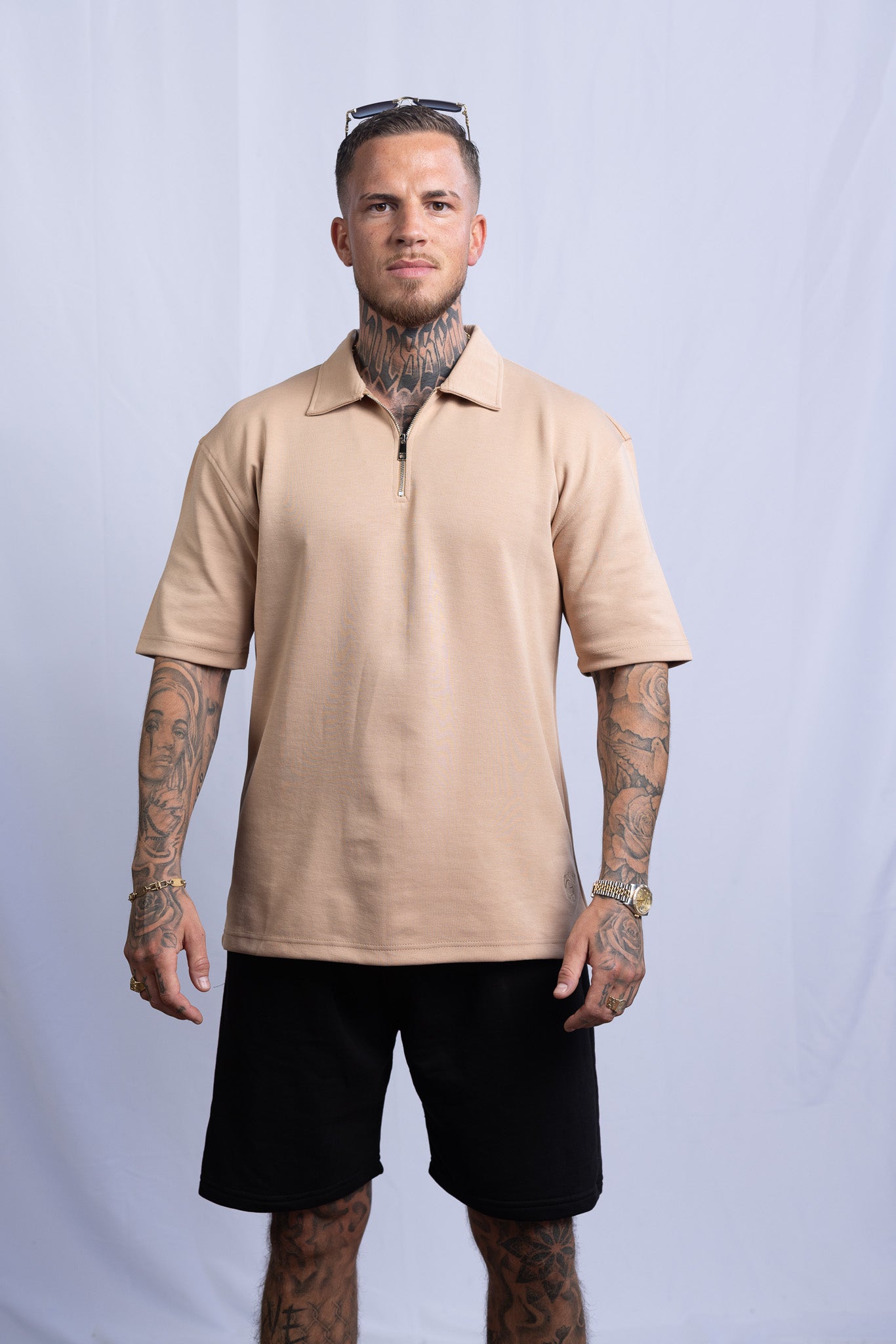 GS Unisex Polo-Shirt - Beige - Green Stitches