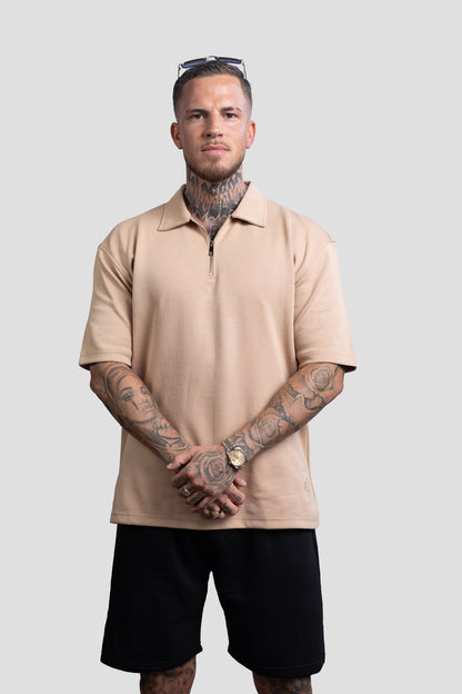 GS Unisex Polo-Shirt - Beige - Green Stitches